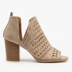 Qupid Shoes Side Cut Geometric Design Booties Newest Arrivals