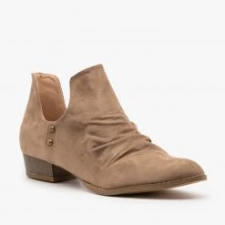 AMS Shoes Newest Arrivals Side Cut-Out Studded Booties