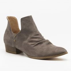 AMS Shoes Newest Arrivals Side Cut-Out Studded Booties
