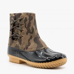 Nature Breeze Newest Arrivals Side Laced Camo Duck Boots