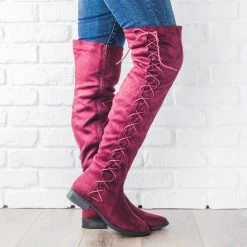 Bella Marie Side Laced Over-the-Knee Boots Newest Arrivals