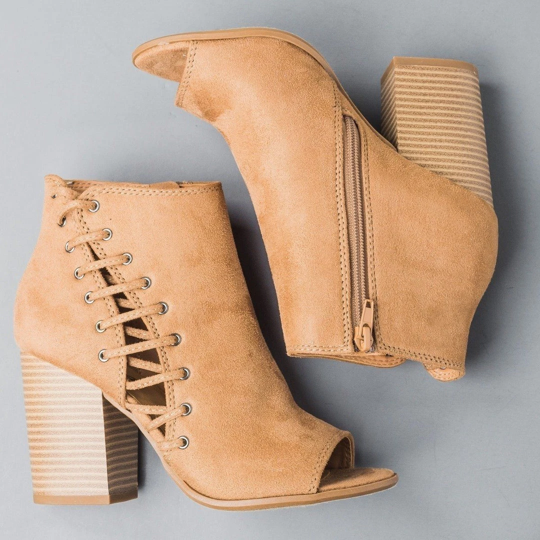 Soda Shoes Side-Laced Peep Toe Booties Newest Arrivals 3 Soda Shoes Side-Laced Peep Toe Booties Newest Arrivals