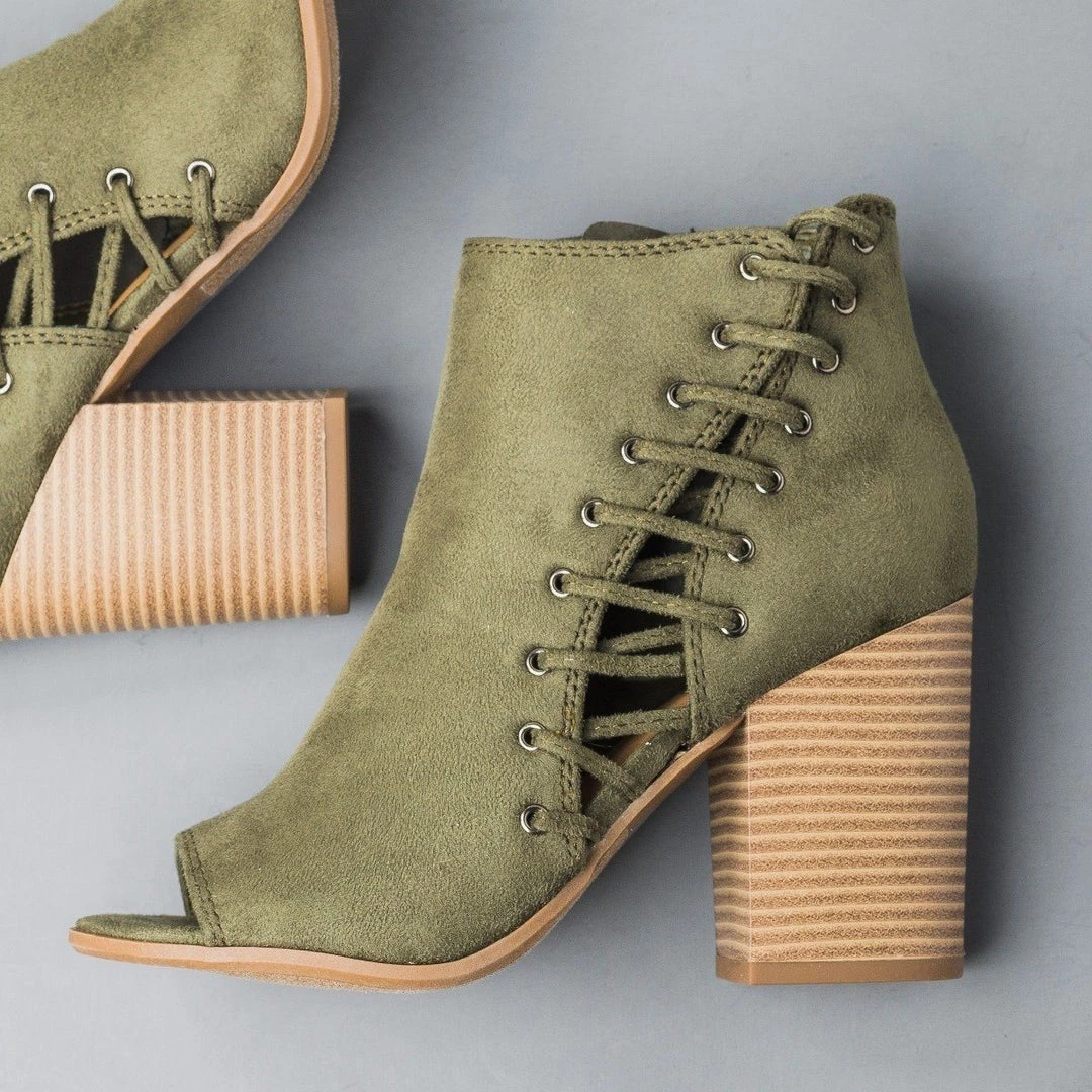 Soda Shoes Side-Laced Peep Toe Booties Newest Arrivals 1 Soda Shoes Side-Laced Peep Toe Booties Newest Arrivals