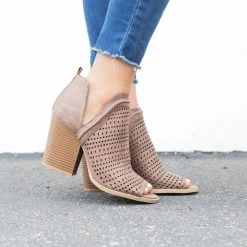 Qupid Shoes Newest Arrivals Side Slit Peep Toe Booties