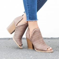 Qupid Shoes Newest Arrivals Side Slit Peep Toe Booties