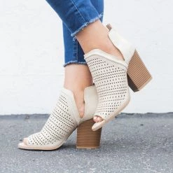 Qupid Shoes Newest Arrivals Side Slit Peep Toe Booties