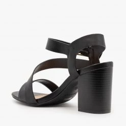 Bamboo Shoes Side Strap Stacked Heel 10 Bamboo Shoes Side Strap Stacked Heel