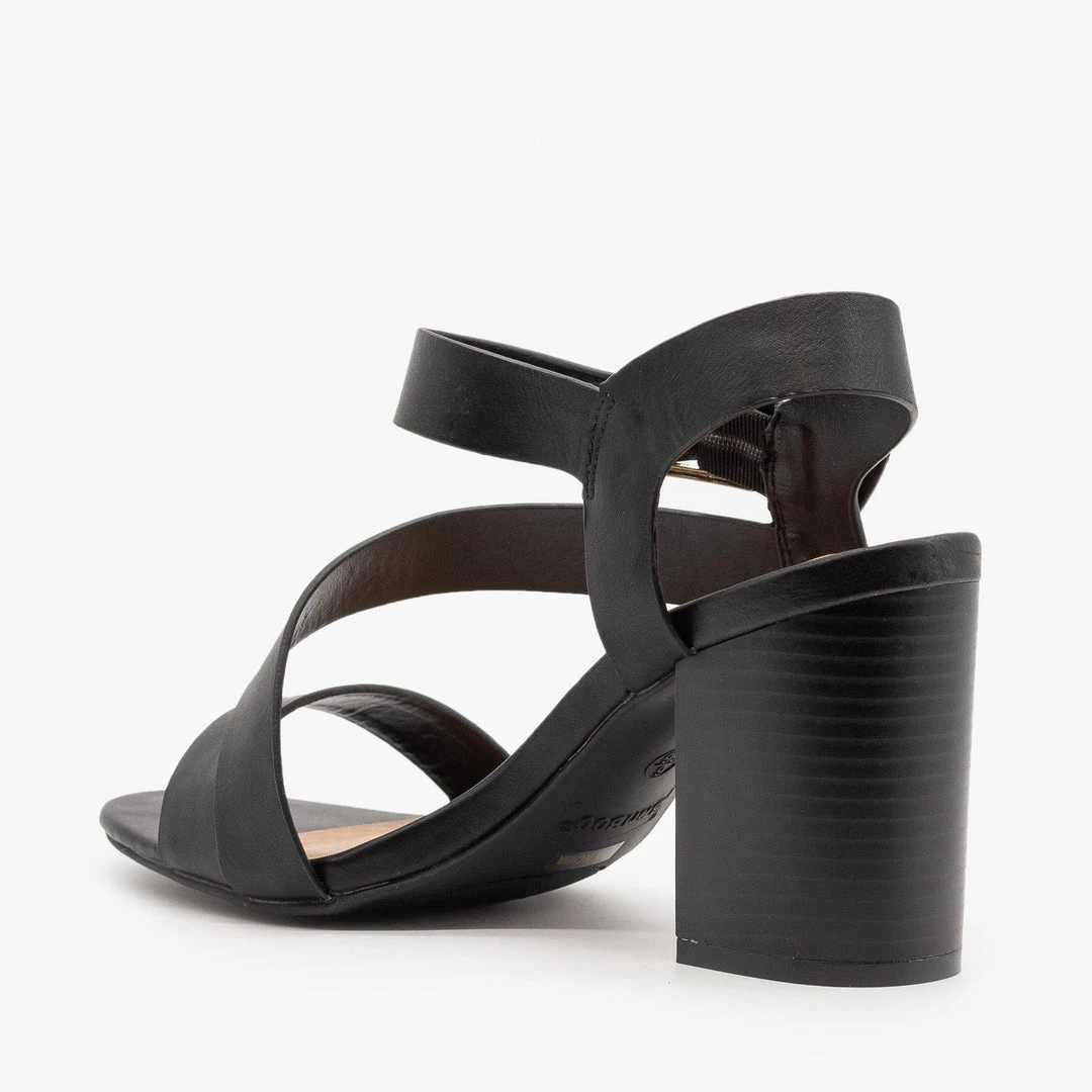 Bamboo Shoes Side Strap Stacked Heel 5 Bamboo Shoes Side Strap Stacked Heel