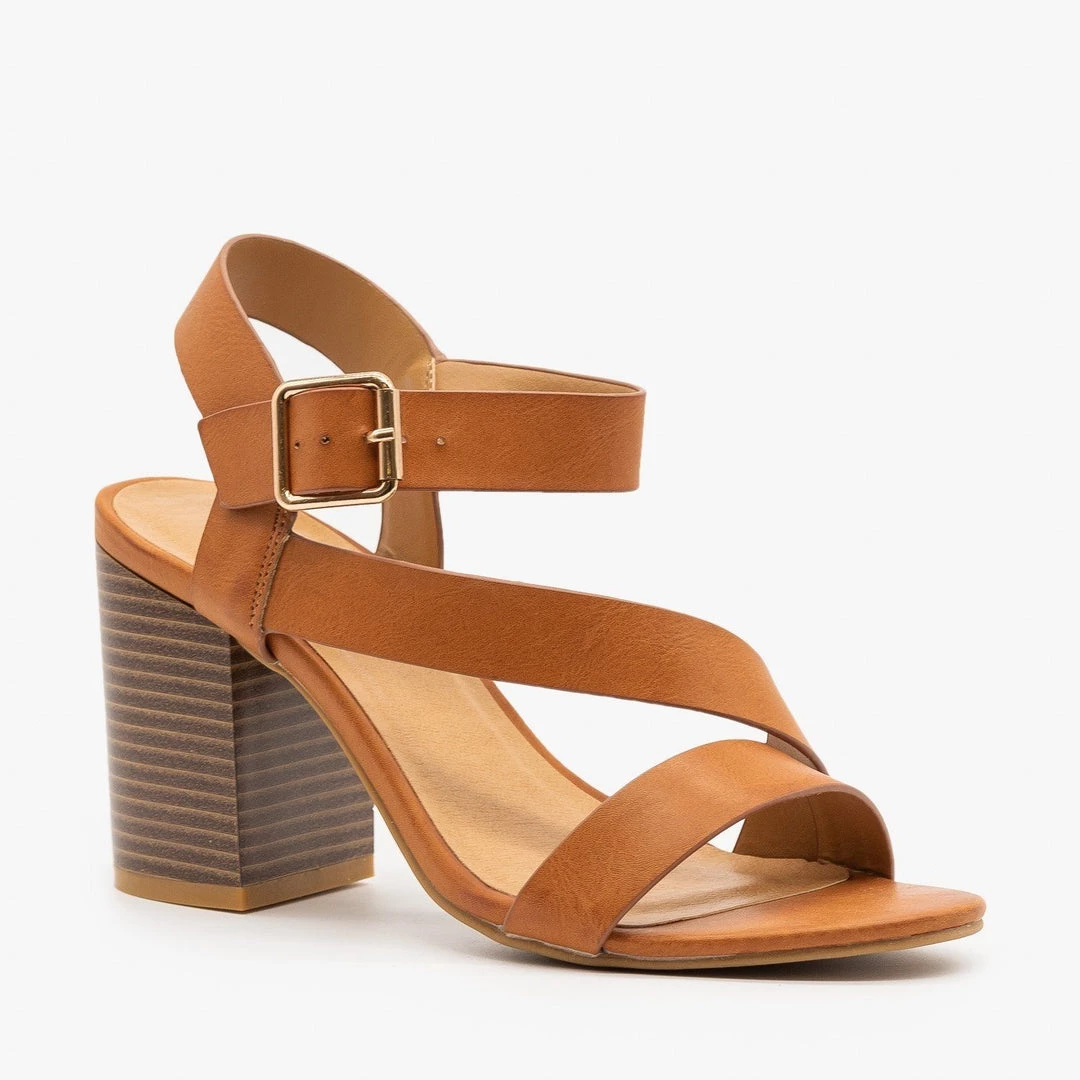 Bamboo Shoes Side Strap Stacked Heel 3 Bamboo Shoes Side Strap Stacked Heel