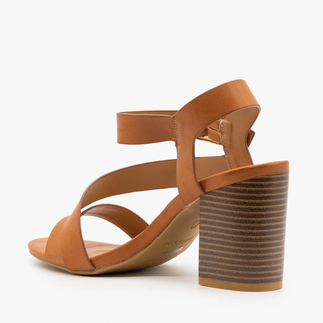 Bamboo Shoes Side Strap Stacked Heel 2 Bamboo Shoes Side Strap Stacked Heel