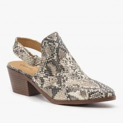 Qupid Shoes Slingback Chunky Heel Mules FINAL SALE