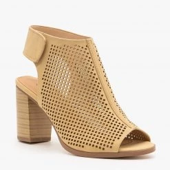 City Classified Shoes Slingback Laser Cut Booties