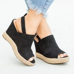 Bamboo Shoes Newest Arrivals Slingback Peep Toe Wedges