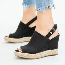 Bamboo Shoes Newest Arrivals Slingback Peep Toe Wedges