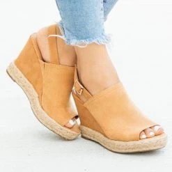Bamboo Shoes Newest Arrivals Slingback Peep Toe Wedges