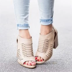 Soda Shoes Slitted Peep-Toe Heels Newest Arrivals