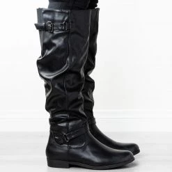 Refresh Slouchy Buckled Riding Boots