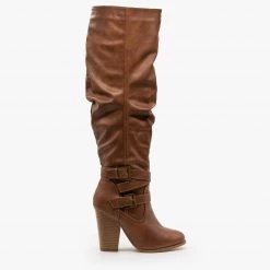Fashion Focus Newest Arrivals Slouchy Knee-High Buckle Boots FINAL SALE