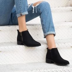 Bamboo Newest Arrivals Smooth Black Zipper Boots