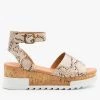 Top Moda Snake Cork Wedge Sandals