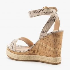 Top Moda Newest Arrivals Snake Espadrille Cork Wedges
