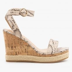 Top Moda Newest Arrivals Snake Espadrille Cork Wedges