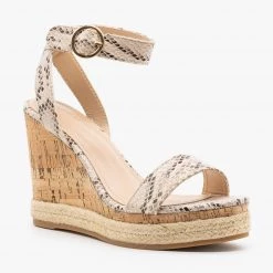 Top Moda Newest Arrivals Snake Espadrille Cork Wedges