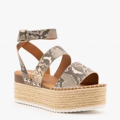 Soda Shoes Newest Arrivals Snake Espadrille Flatform Sandals