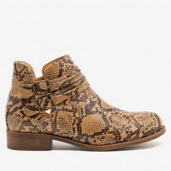 Mata Newest Arrivals Snake Print Casual Booties