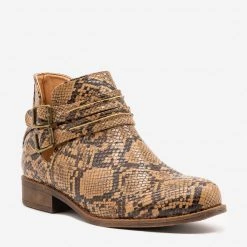 Mata Newest Arrivals Snake Print Casual Booties