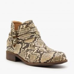 Mata Newest Arrivals Snake Print Casual Booties