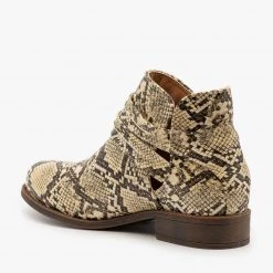 Mata Newest Arrivals Snake Print Casual Booties