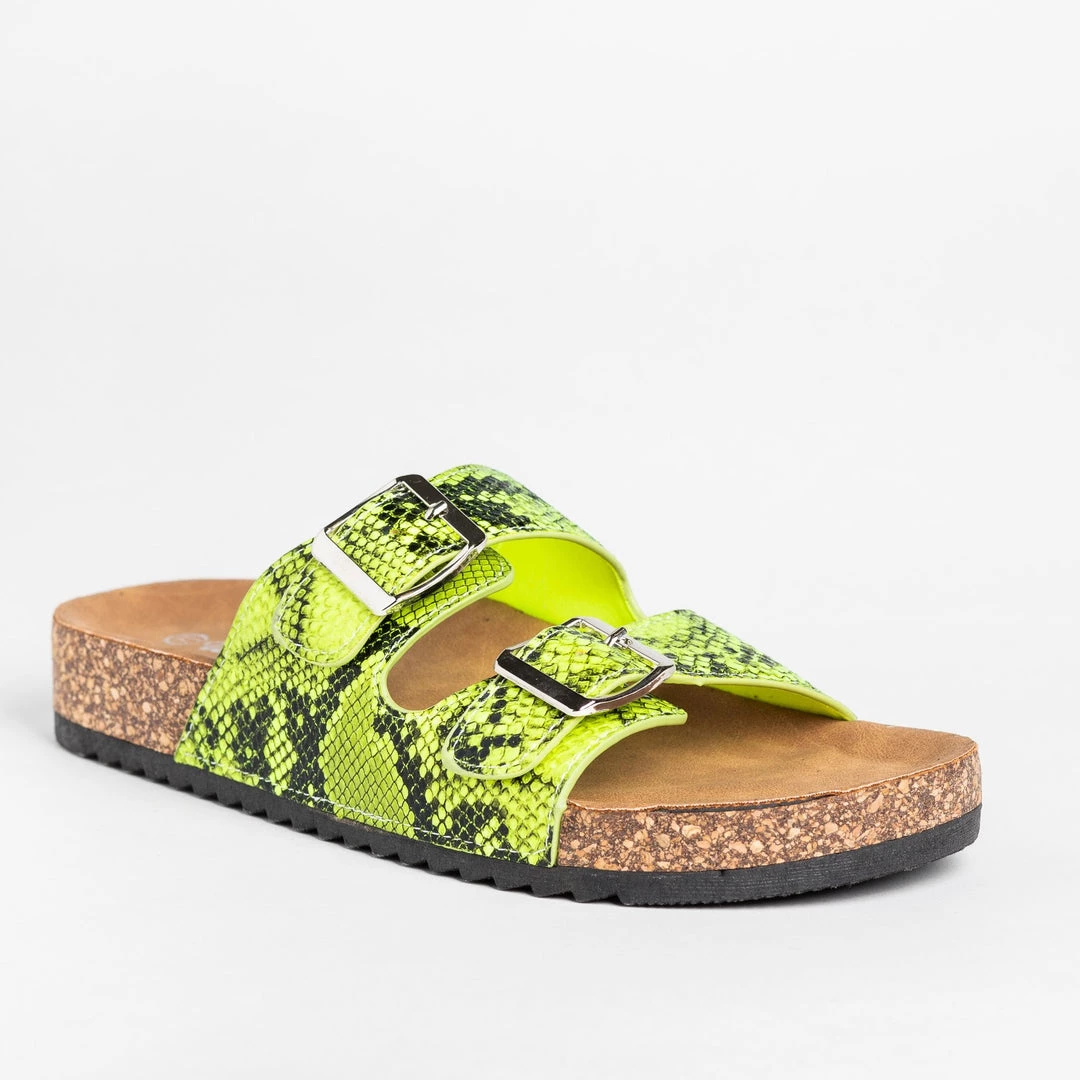 Weeboo Snake Print Double Buckle Sandals 2 Weeboo Snake Print Double Buckle Sandals
