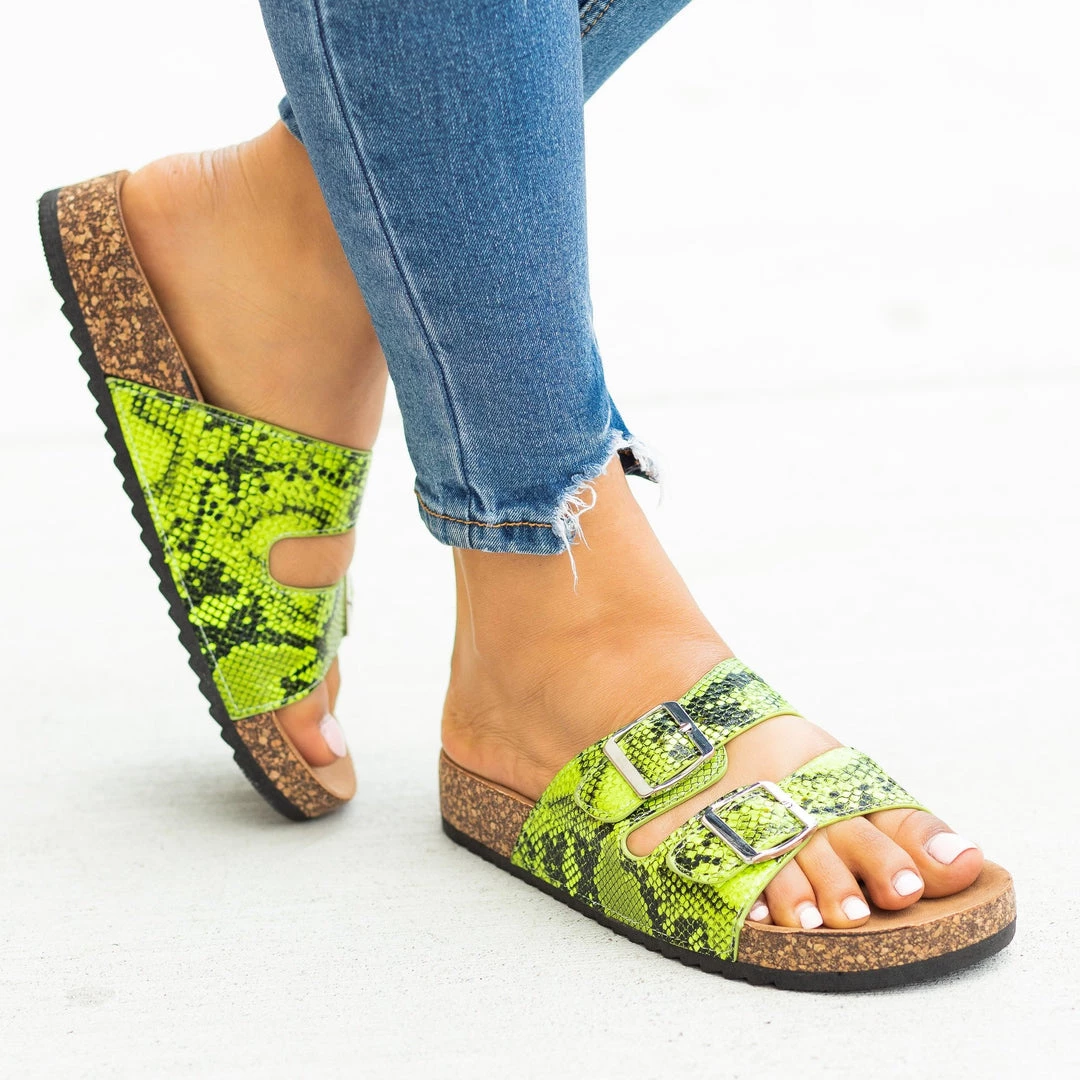 Weeboo Snake Print Double Buckle Sandals 7 Weeboo Snake Print Double Buckle Sandals