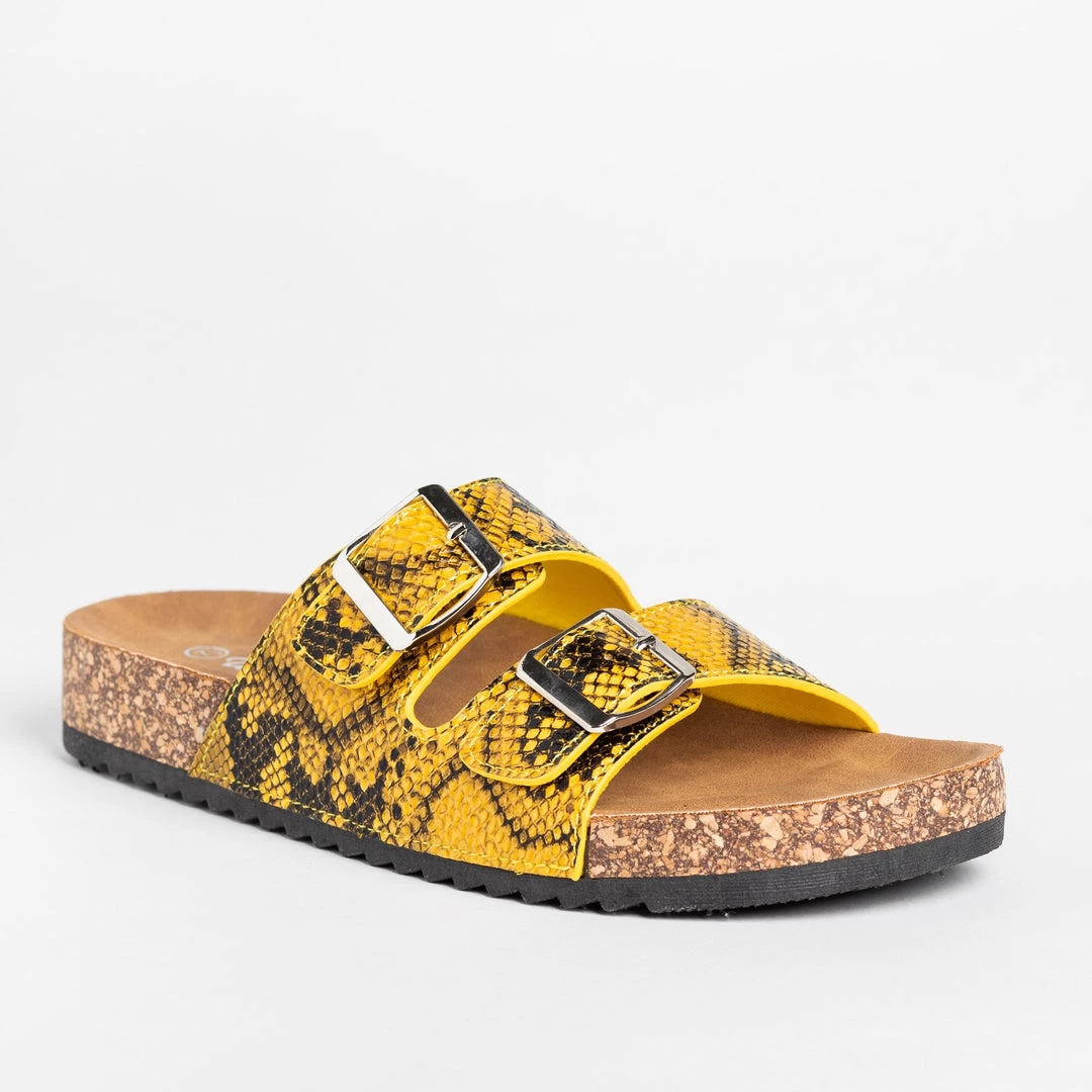 Weeboo Snake Print Double Buckle Sandals 3 Weeboo Snake Print Double Buckle Sandals
