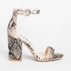 Qupid Shoes Snake Print Fashionista High Heels