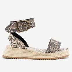 Qupid Shoes Snake Print Flatform Espadrille Sandals Newest Arrivals