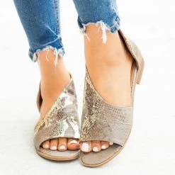 Mata Snake Print Open-Toe Cutout Designer Flats Newest Arrivals
