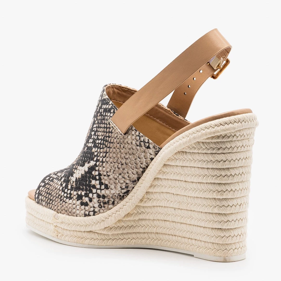 Qupid Shoes Newest Arrivals Snake Print Open Toe Espadrille Wedges 3 Qupid Shoes Newest Arrivals Snake Print Open Toe Espadrille Wedges