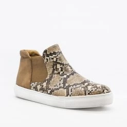 Soho Girls Snake Print Slip-On Ankle Sneakers FINAL SALE