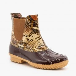Nature Breeze Newest Arrivals Snake Print Slip On Duck Boots