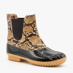 Nature Breeze Newest Arrivals Snake Print Slip On Duck Boots