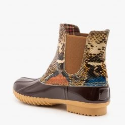 Nature Breeze Newest Arrivals Snake Print Slip On Duck Boots