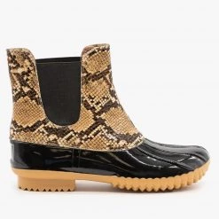 Nature Breeze Newest Arrivals Snake Print Slip On Duck Boots