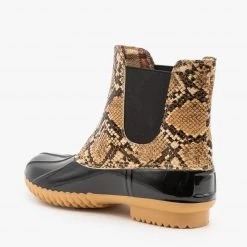 Nature Breeze Newest Arrivals Snake Print Slip On Duck Boots