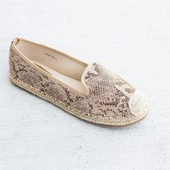 Pazzle Snake Print Slip-On Espadrille Flats