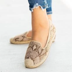 Pazzle Snake Print Slip-On Espadrille Flats