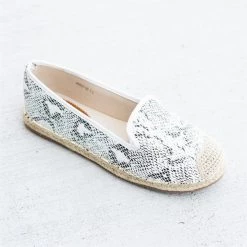 Pazzle Snake Print Slip-On Espadrille Flats