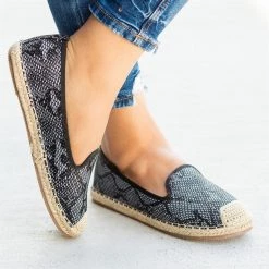 Pazzle Snake Print Slip-On Espadrille Flats
