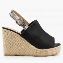 Refresh Newest Arrivals Snake Print Strap Espadrille Wedges